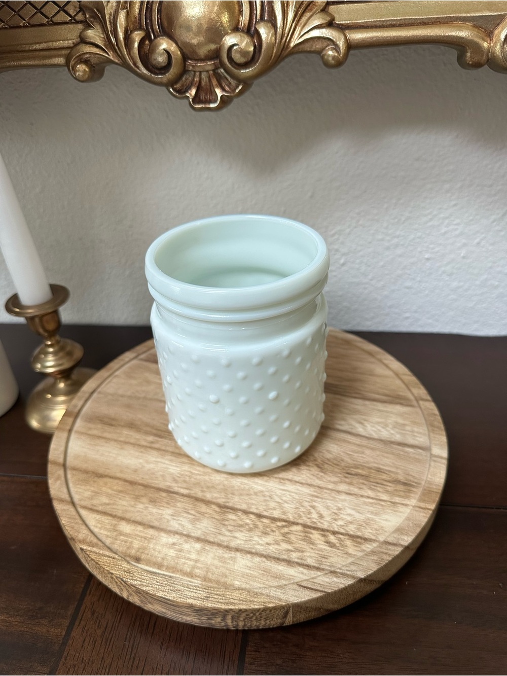 White Hobnail Glass Jar - Decorative Home Accent